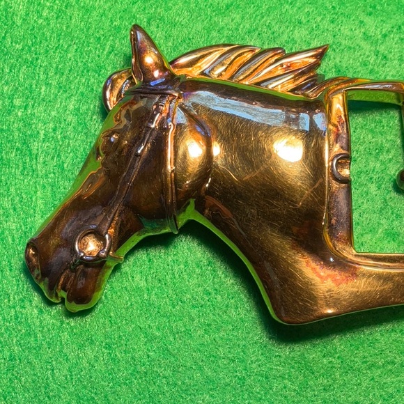 Kieselstein gold tone stallion horse head with black alligator cord - Picture 4 of 9